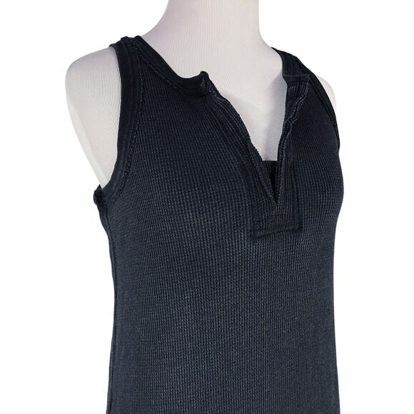 ANTHROPOLOGIE SATURDAY SUNDAY Black Henley Waffle Knit Midi Dress Size XS - Picture 2 of 8